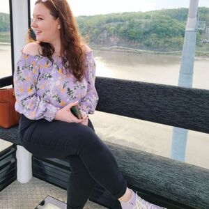 Purple off shoulder blouse